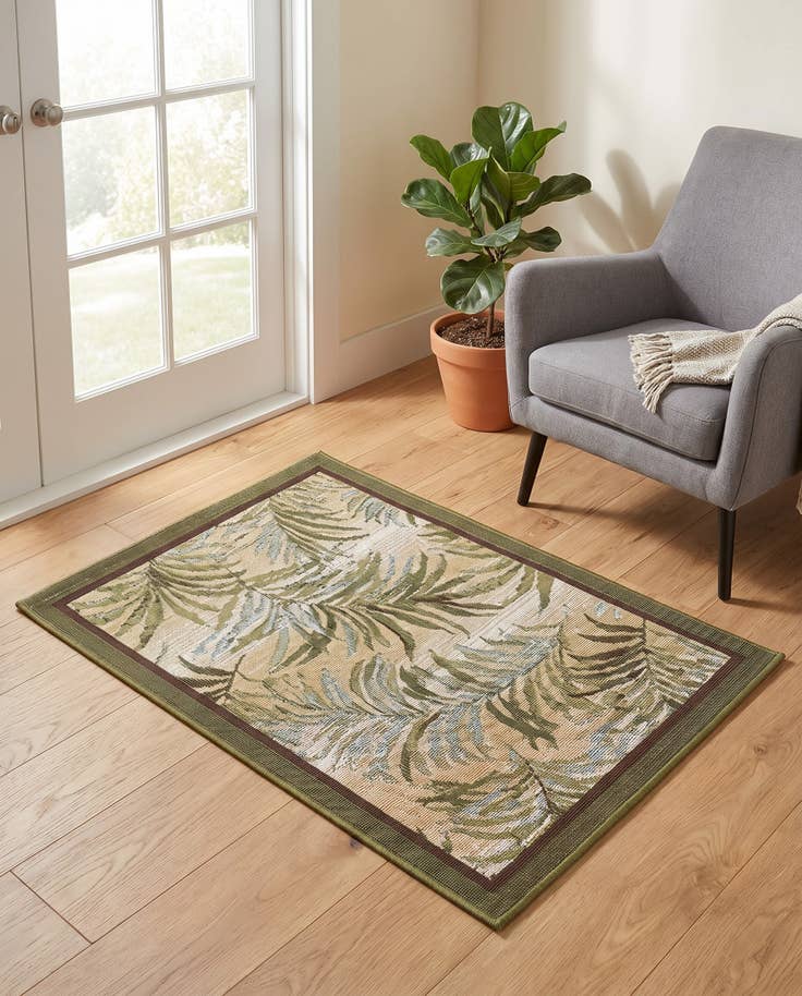 Detail image of 2' x 3' Easy-Clean Botanical Indoor / Outdoor Rug