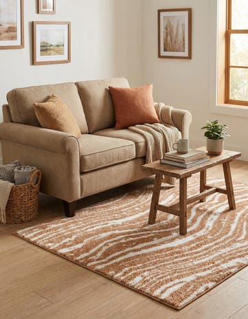 Caramel and Ivory Sepia Rug