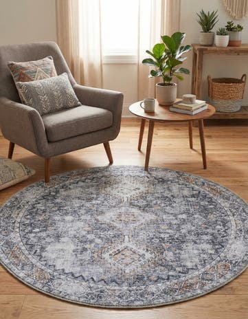 Antique Gray Yara Round Rug