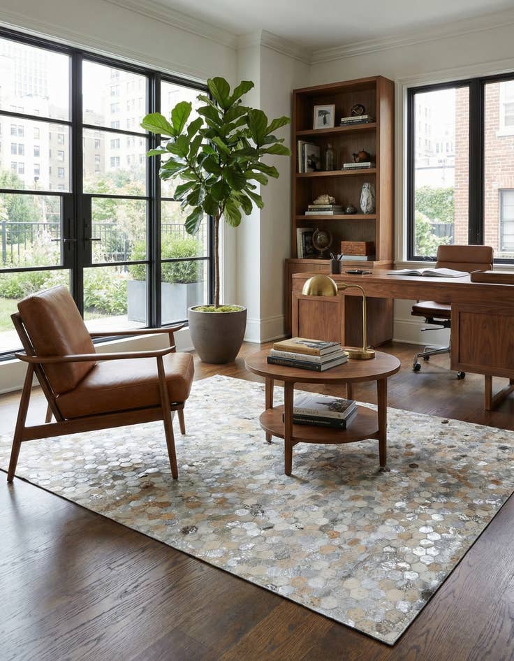 Detail image of 5' 2 x 7' 10 Cowhide Leather Rug