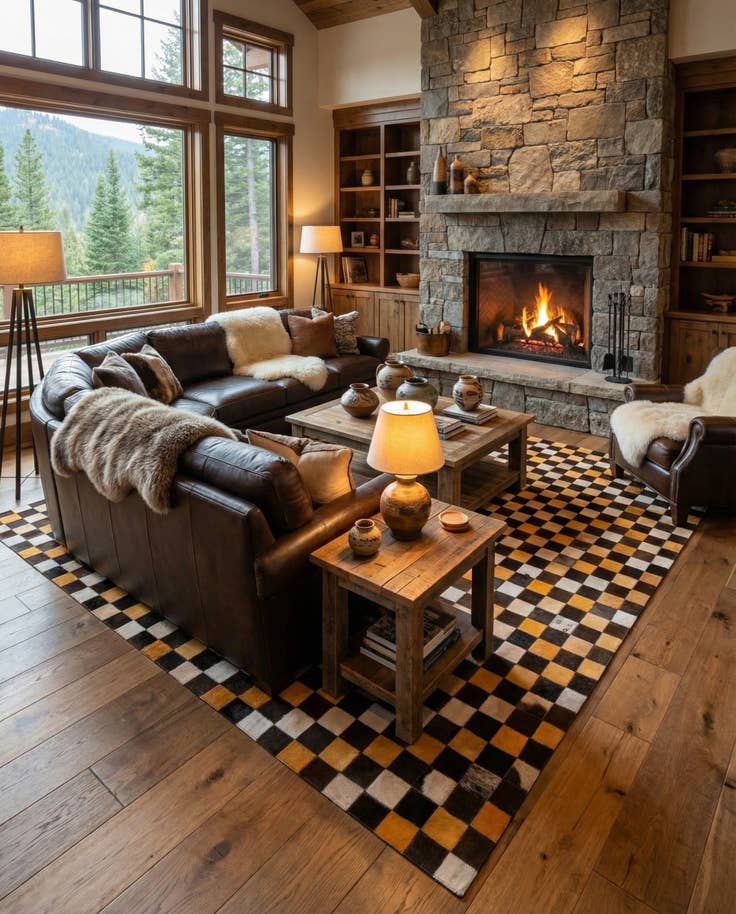 Detail image of 5' 2 x 8' 1 Cowhide Stocks Rug