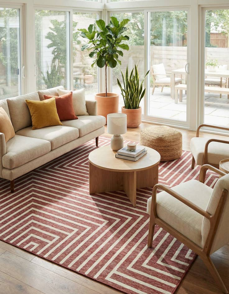 Detail image of  7' 10 x 10'  Washable Modern Indoor / Outdoor Rug