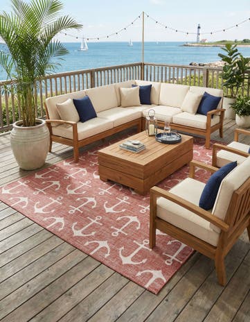 10' x 13' Easy-Clean Coastal Indoor / Outdoor Rug