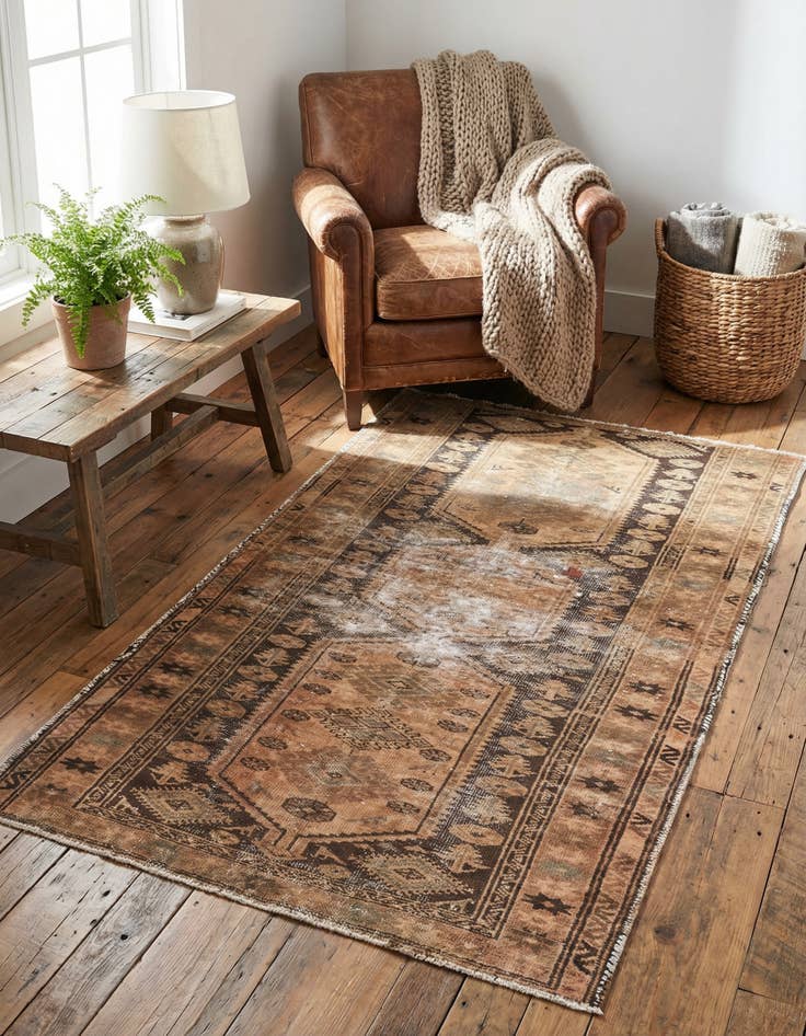 Detail image of  3' 4 x 6'  Hand Knotted Ultra Vintage Persian Wool Rug