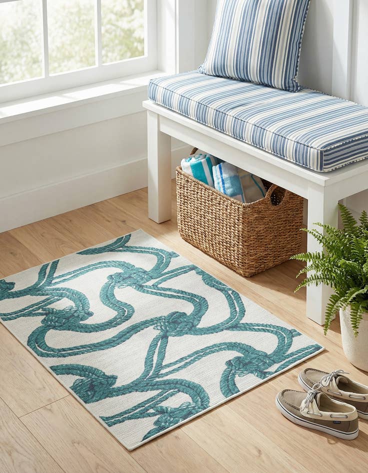 Detail image of  1' 3 x 1' 3  Washable Coastal Indoor / Outdoor Sample Rug