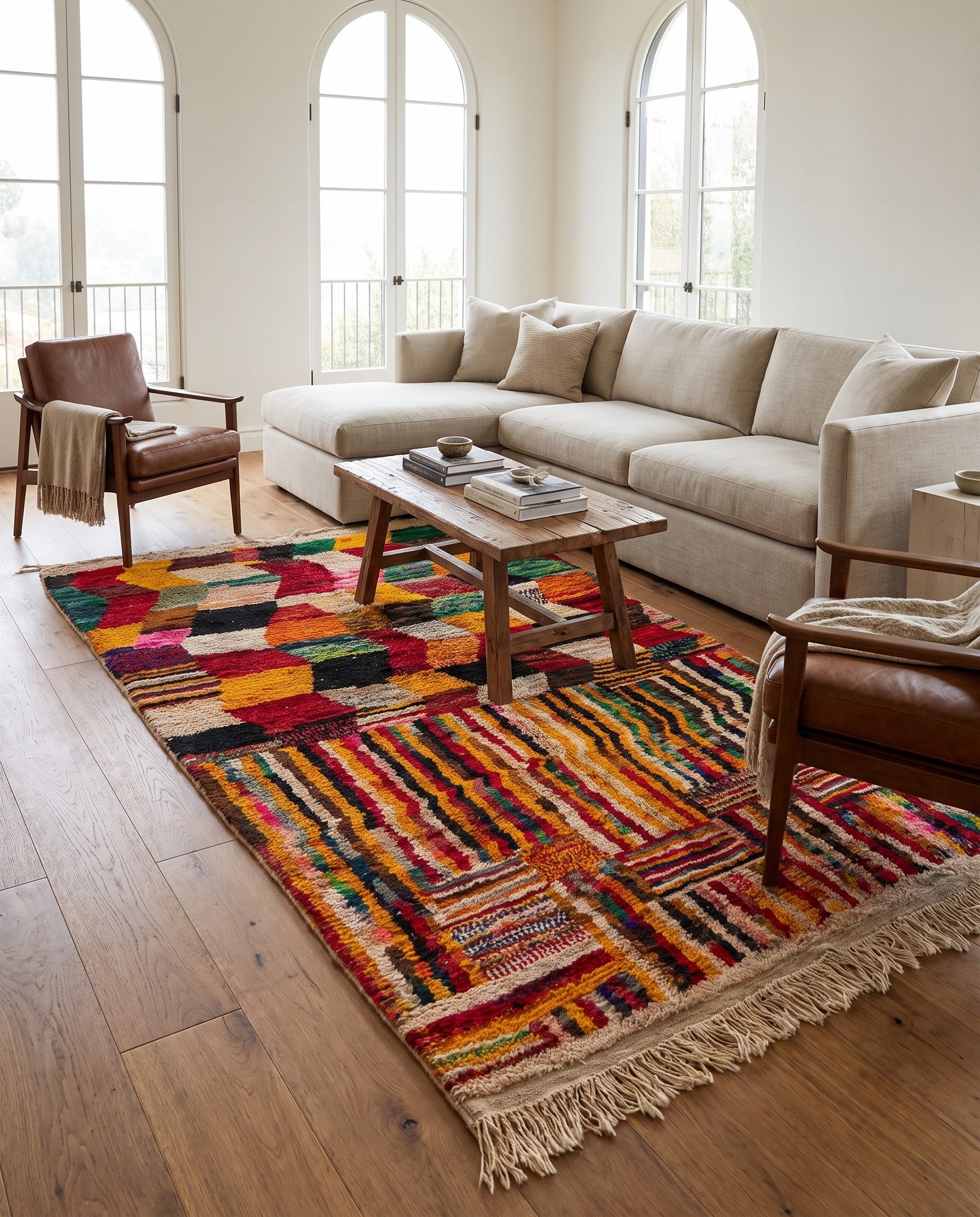 5' 2 x 8' 6 Hand Knotted Moroccan Wool Rug