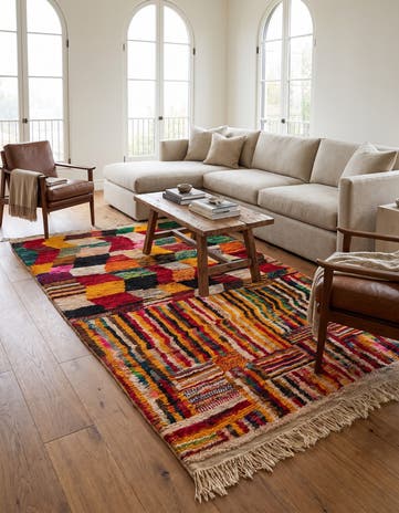 5' 2 x 8' 6 Hand Knotted Moroccan Wool Rug