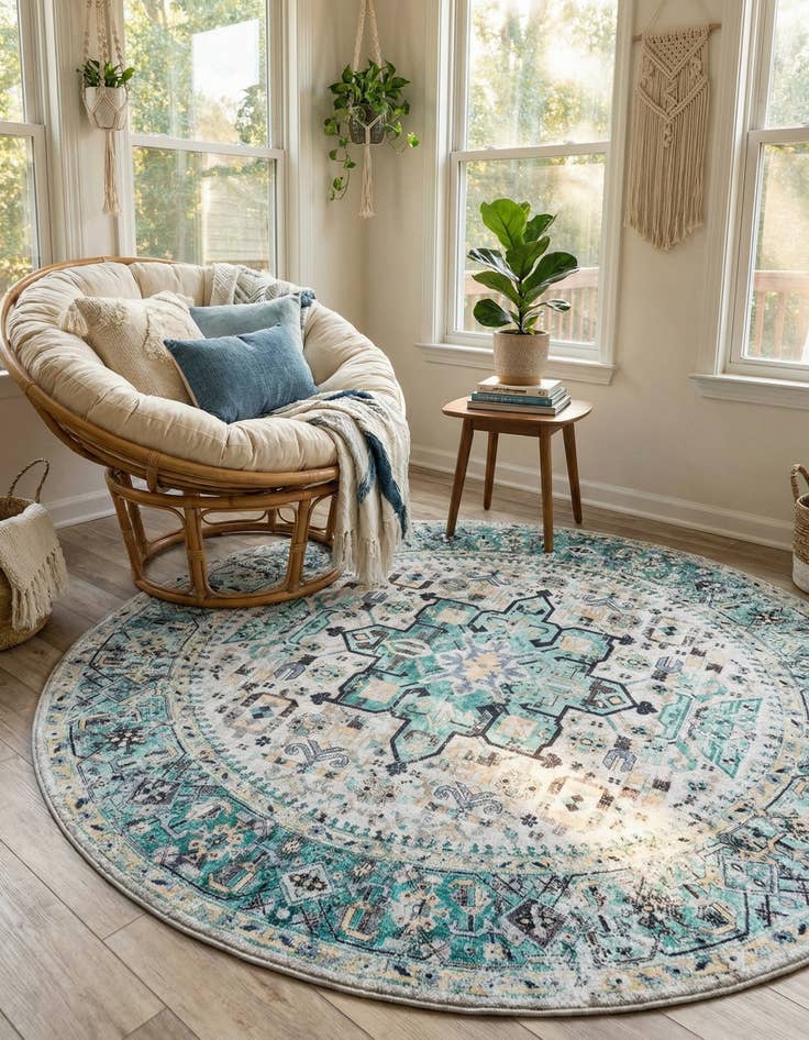 Detail image of  6' x 6'  Washable Yara Round Rug
