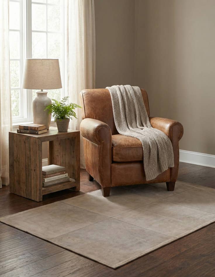 Detail image of 2' 1 x 3' 1 Cowhide Leather Rug