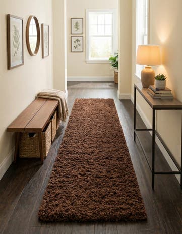2' 7 x 13' Solid Shag Runner Rug