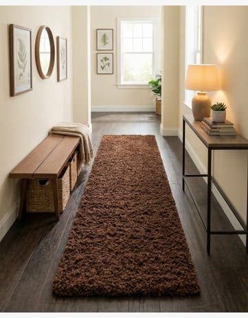 2' 7 x 13' Solid Shag Runner Rug