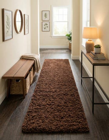 2' 7 x 13' Solid Shag Runner Rug