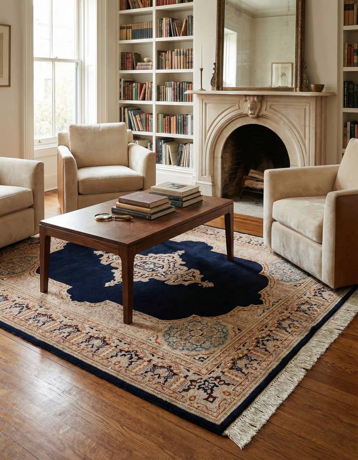 Detail image of 4' 4 x 6' 7 Hand Knotted Kerman Wool Rug