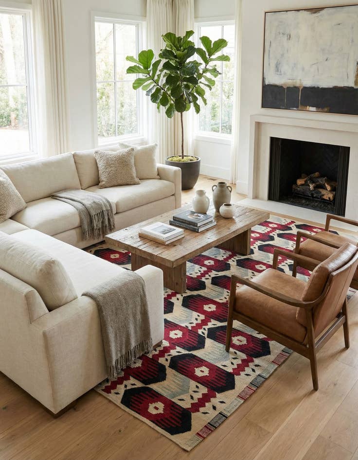 Detail image of  8' 9 x 11' 6  Hand Woven Kilim Modern Wool Rug