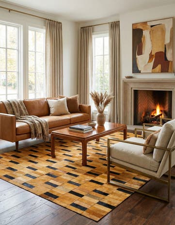 4' 11 x 8' 1 Cowhide - Patchwork Rug