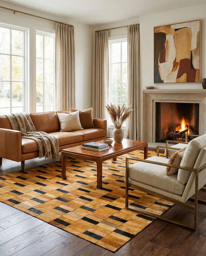 4' 11 x 8' 1 Cowhide - Patchwork Rug