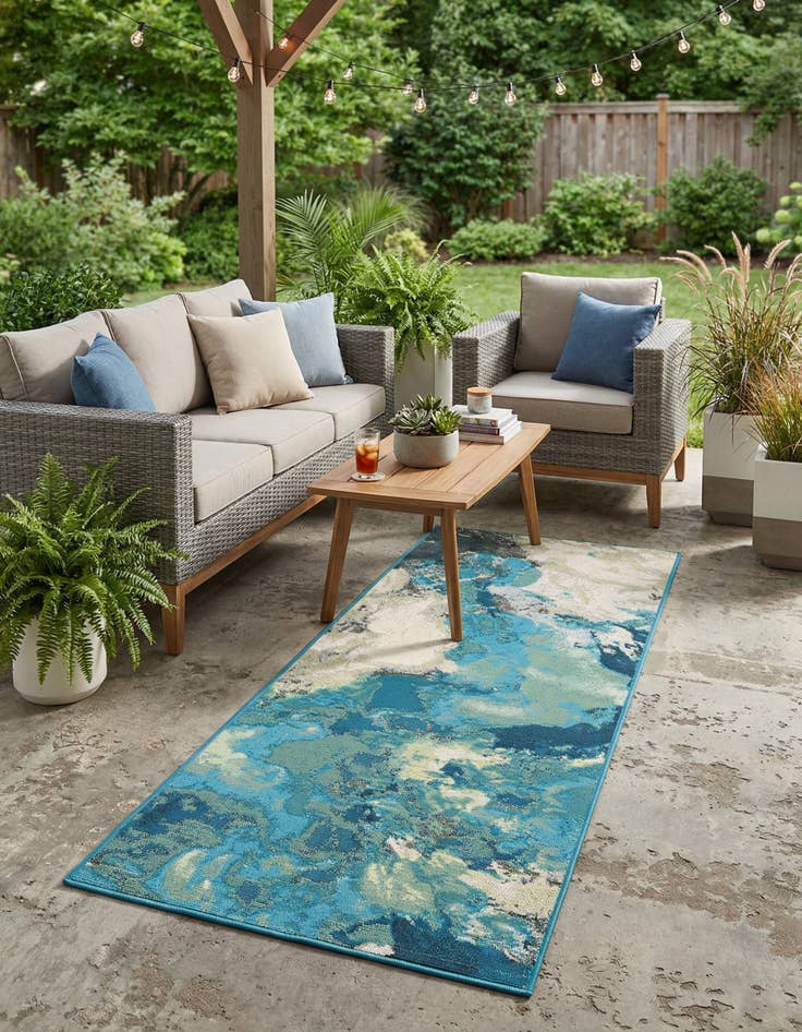 Detail image of 2' x 5' 1  Washable Modern Indoor / Outdoor Runner Rug