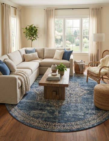 Blue Nyla Round Rug