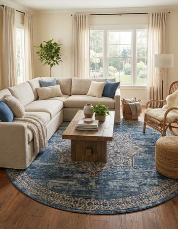 Blue Nyla Round Rug