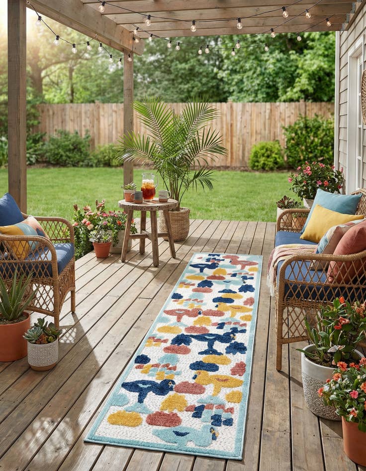 Detail image of 2' x 10'  Washable Belize Indoor / Outdoor Runner Rug