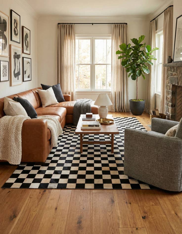 Detail image of 5' x 8' Cowhide Leather Rug