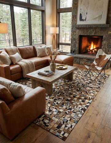 5' x 8' Cowhide Leather Rug