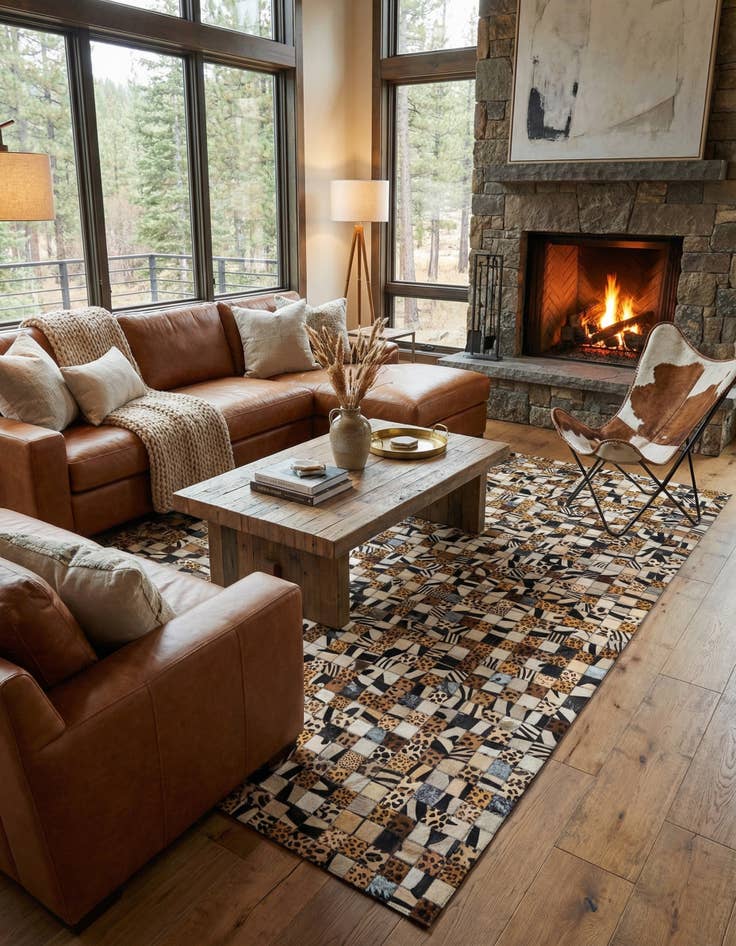 Detail image of 5' x 8' Cowhide Leather Rug