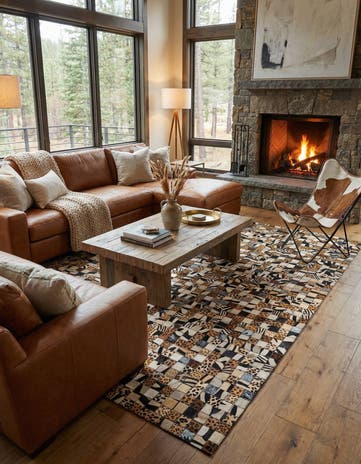 5' x 8' Cowhide Leather Rug