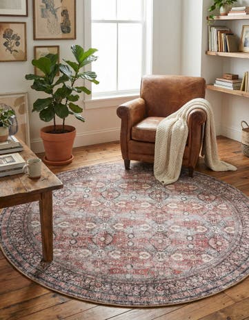 7' 10 x 7' 10 Washable Timeless Round Rug