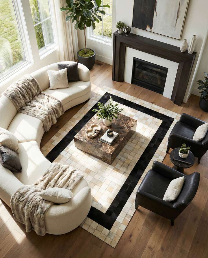 5' x 8' Cowhide Leather Rug