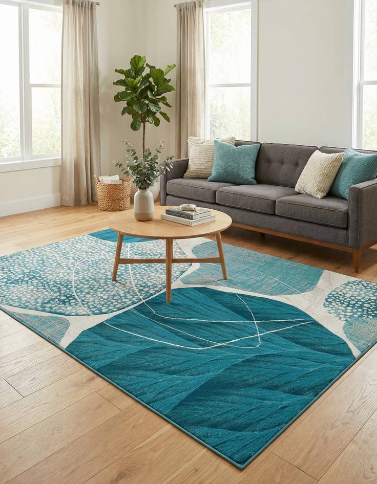 Detail image of  6' 1 x 9'  Washable Modern Indoor / Outdoor Rug