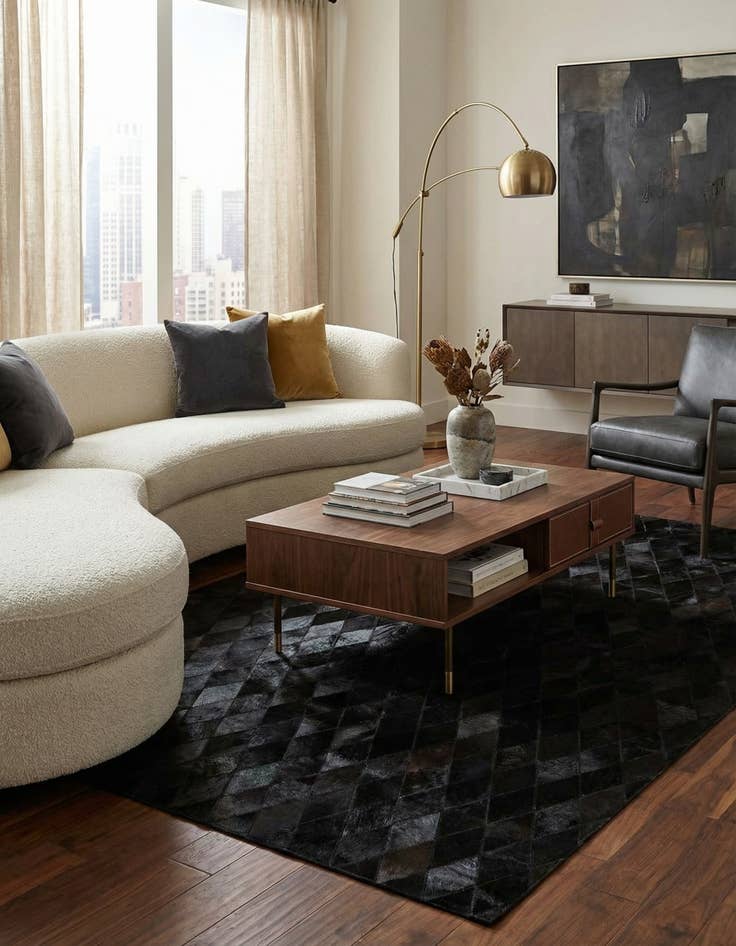 Detail image of 5' 2 x 8' Cowhide Stocks Rug