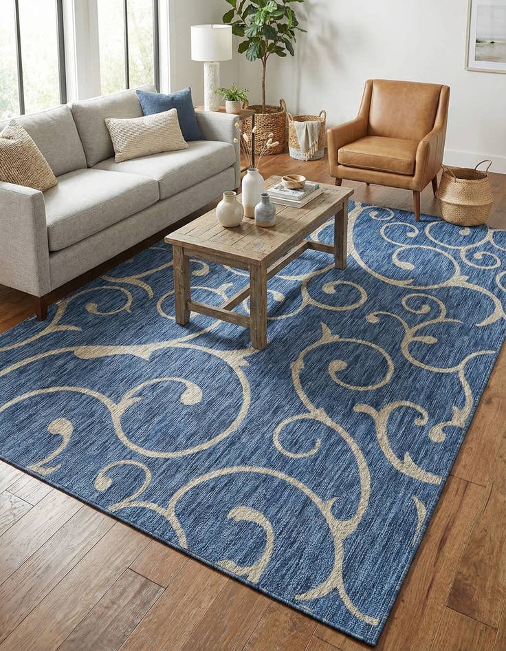 Detail image of  7' x 10'  Washable Botanical Indoor / Outdoor Rug