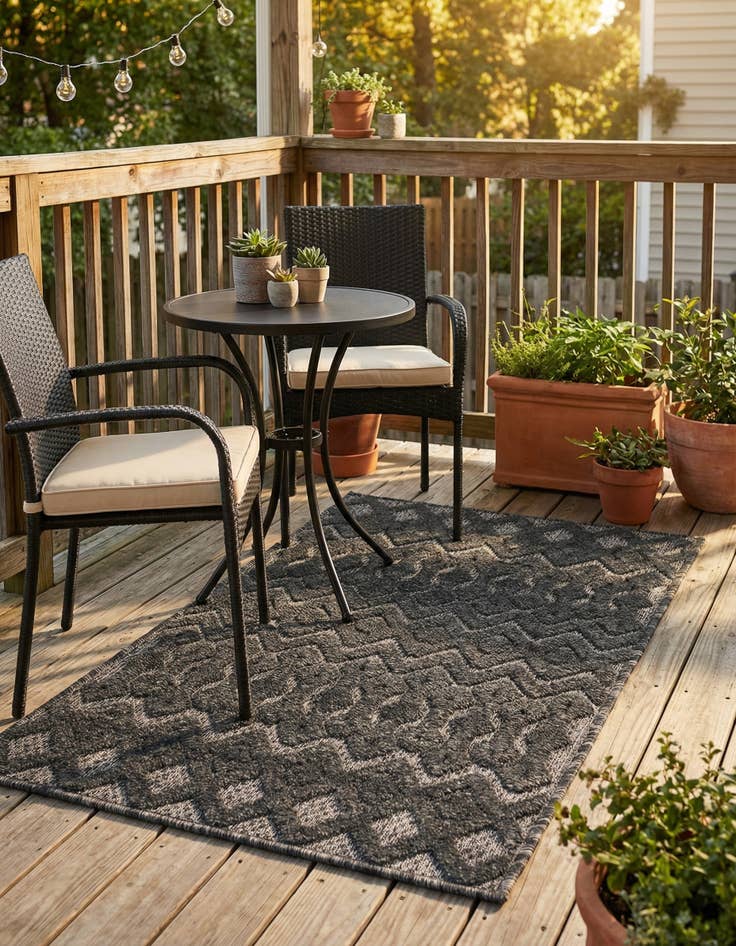 Detail image of 2' x 3'  Washable Trellis Textured Indoor / Outdoor Rug