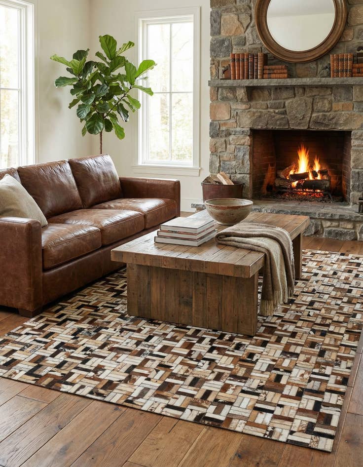 Detail image of 5' x 7' 11 Cowhide - Patchwork Rug