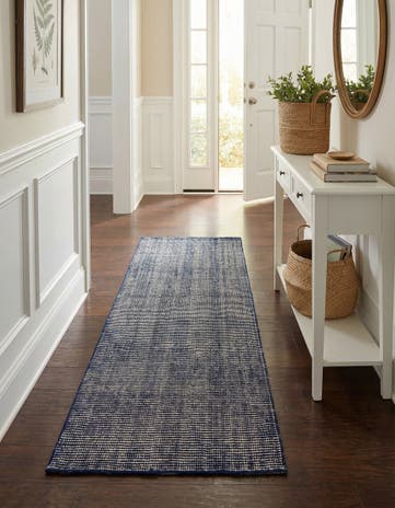 Blueberry Hand Woven Jill Zarin English Manor Farmhouse Wool Runner Rug