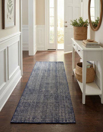 Blueberry Hand Woven Jill Zarin English Manor Farmhouse Wool Runner Rug