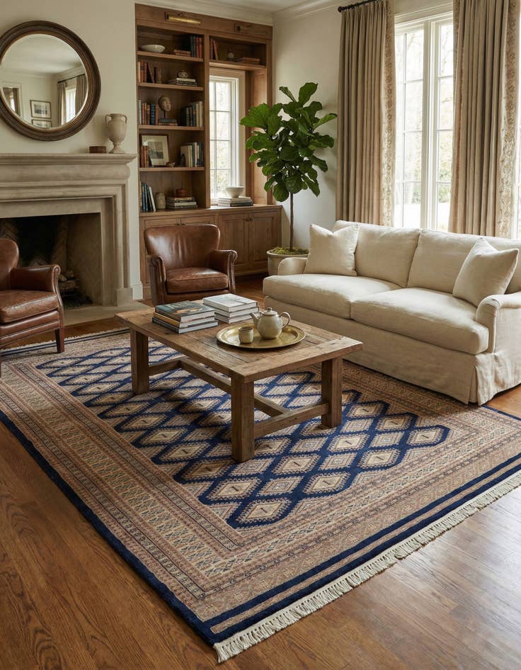 Detail image of 5' 6 x 7' 10  Hand Knotted Bokhara Oriental Wool Rug