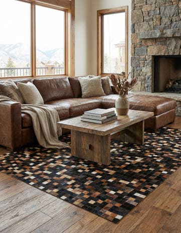 5' 1 x 7' 10 Cowhide Leather Rug