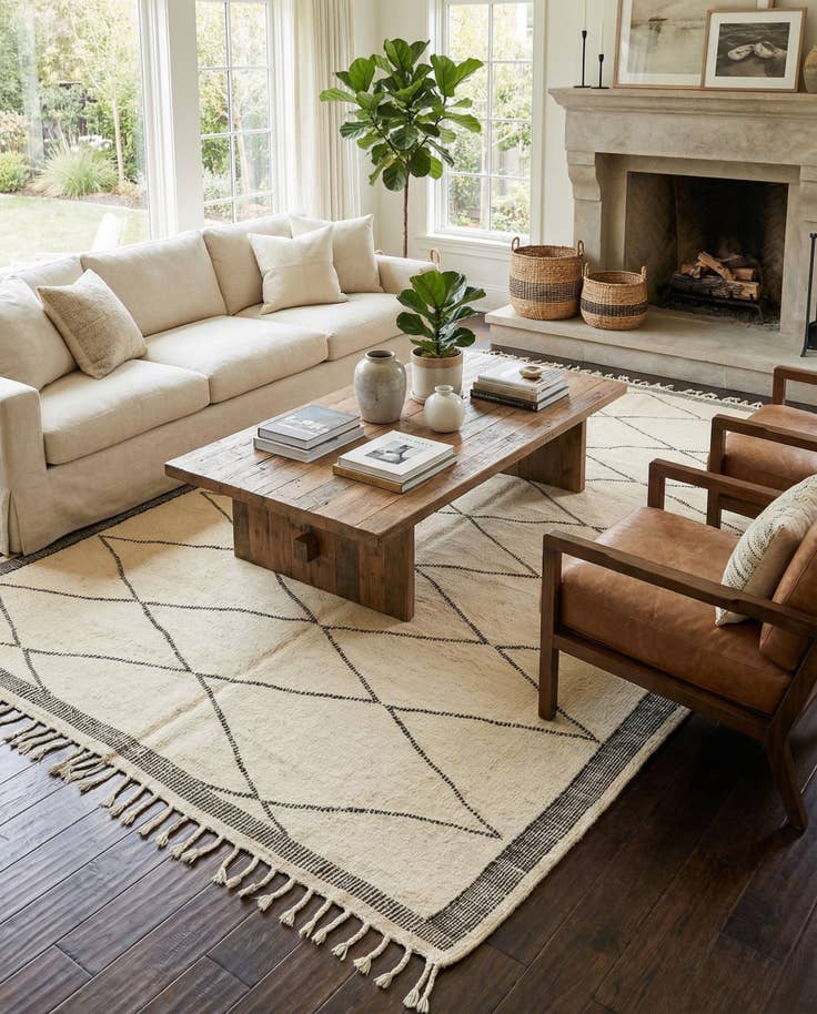 Detail image of 6' 3 x 10' 2 Hand Knotted Moroccan Wool Rug