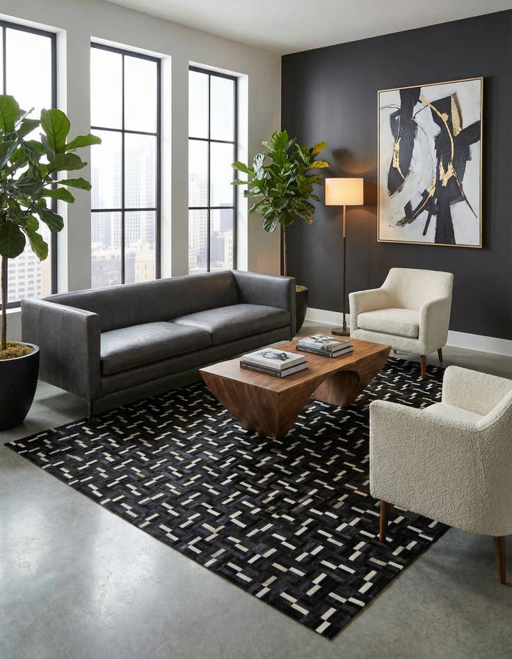 Detail image of 7' 10 x 10' 2 Cowhide Leather Rug