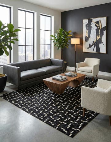 7' 10 x 10' 2 Cowhide Leather Rug