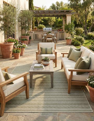 5' 3 x 8' Easy-Clean Ribbon Indoor / Outdoor Rug