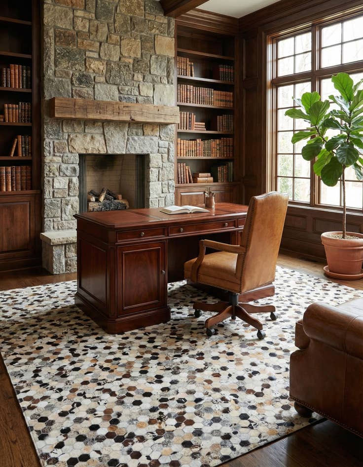 Detail image of  8' 1 x 10' Cowhide Leather Rug