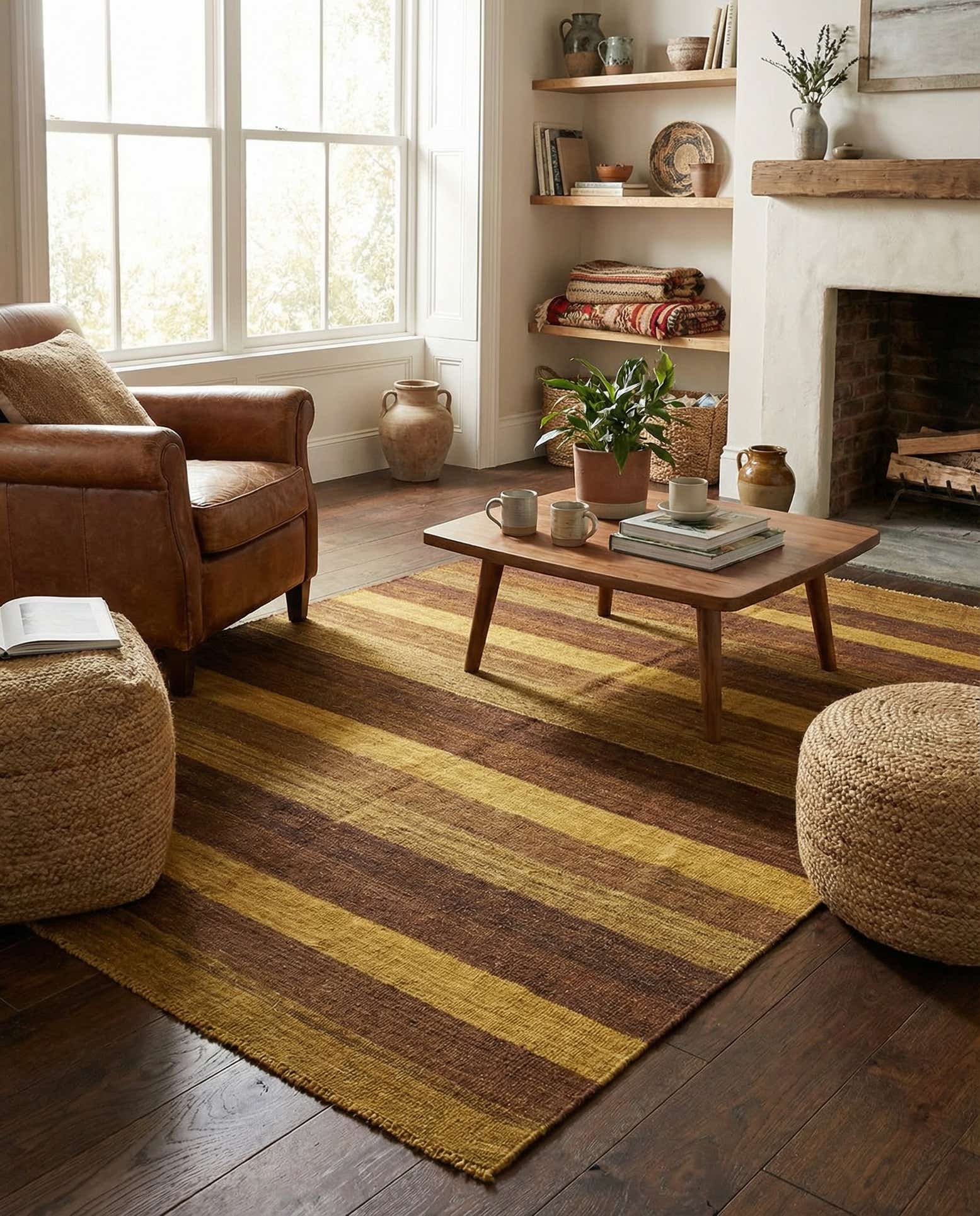 5' 2 x 6' 9 Hand Woven Kilim Afghan Wool Rug