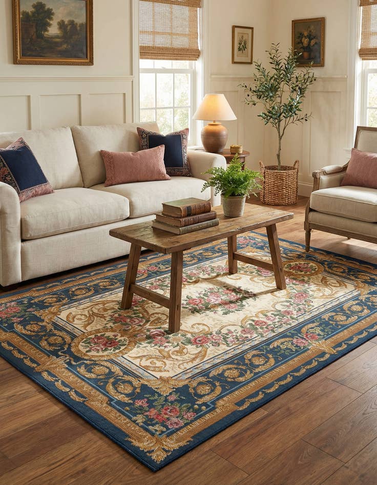 Detail image of 4' x 6'  Washable Traditional Indoor / Outdoor Rug