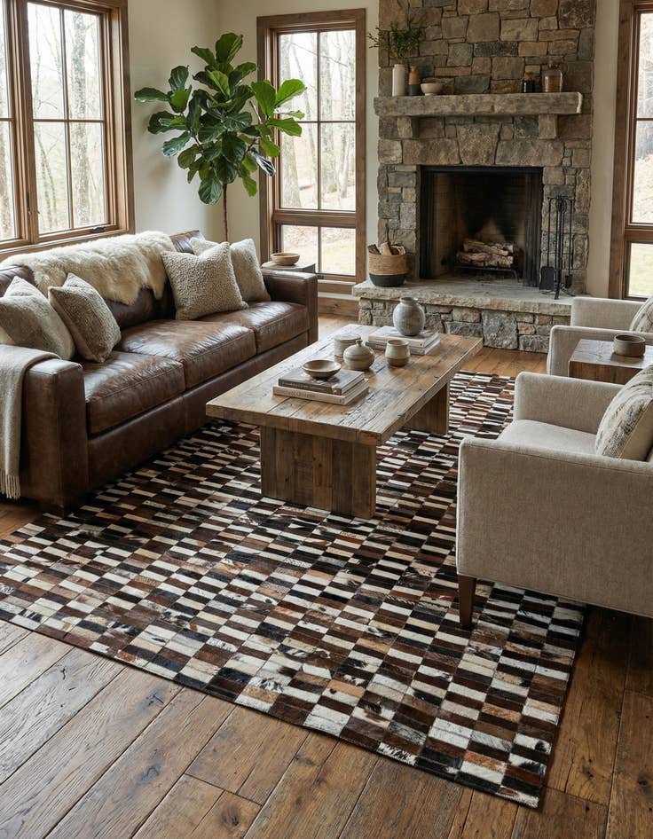 Detail image of  5' x 7' 11 Cowhide - Patchwork Rug