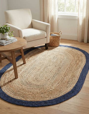 5' 1 x 8' Handmade Braided Jute Oval Rug