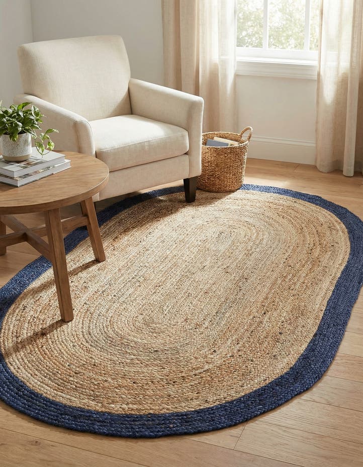 5' 1 x 8' Handmade Braided Jute Oval Rug