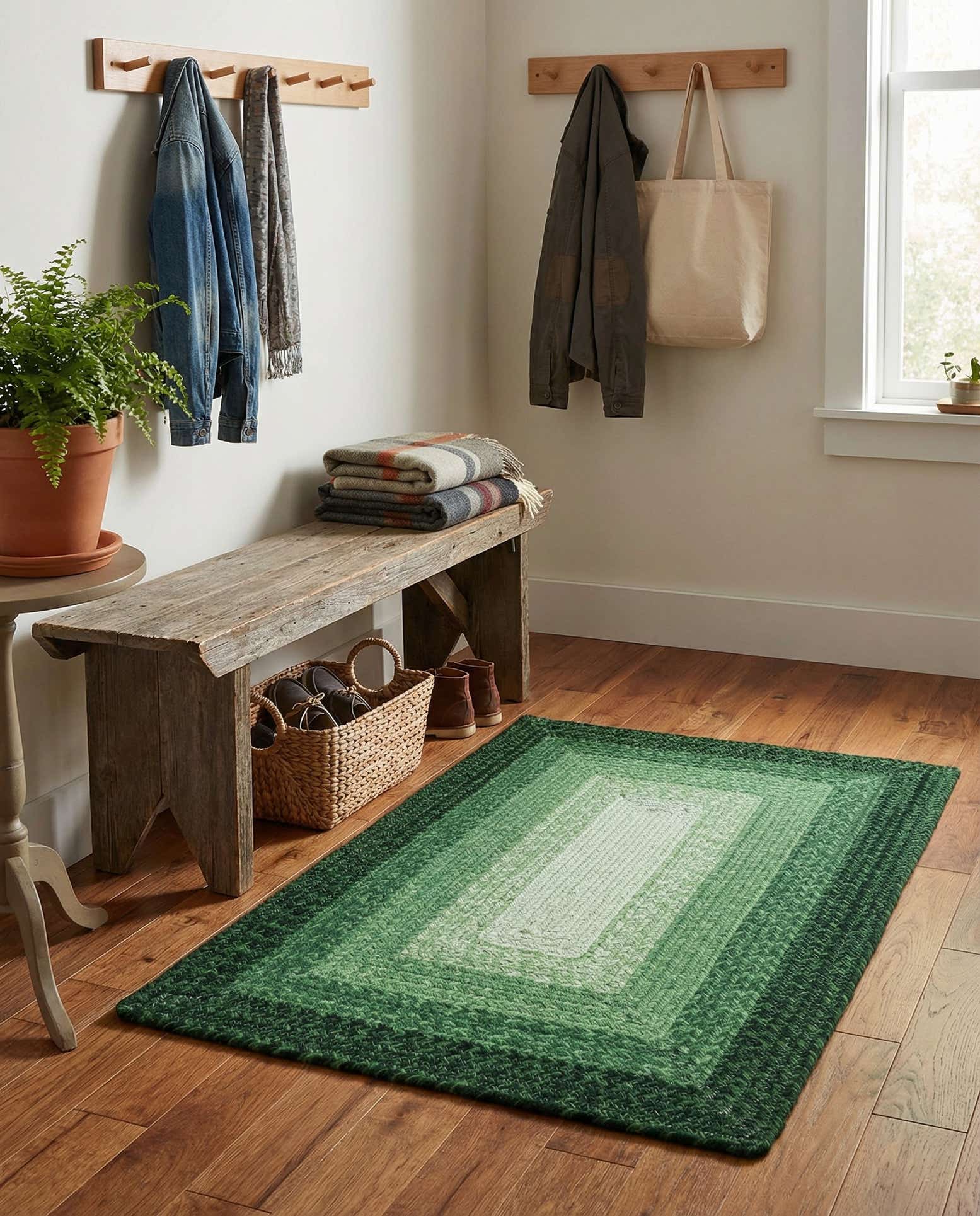 2' x 3' 1 Handmade Hand Braided Wool Rug